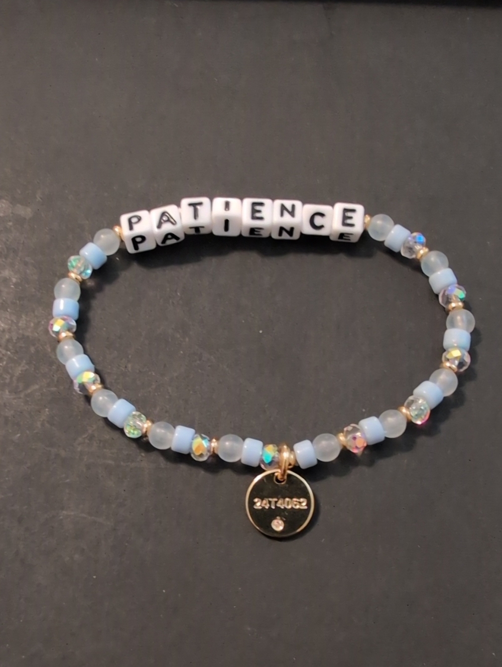 Little Words Project Patience Beaded Stretch Bracelet in Light Blue